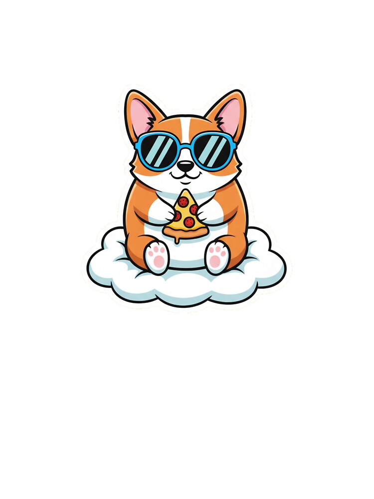 Chubby corgi wearing oversized sunglasses by AIlstickersBRL