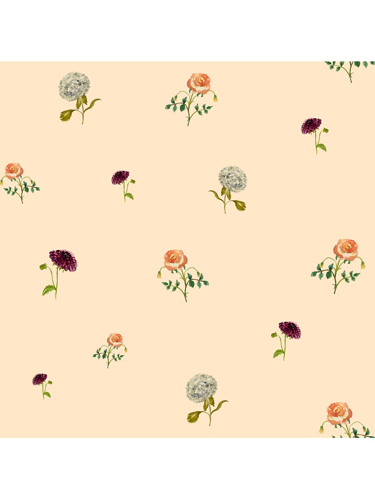Dahlia hydrangea rose pattern cute a watercolor beige by Yana Mustafina | Boho Soulful Designs