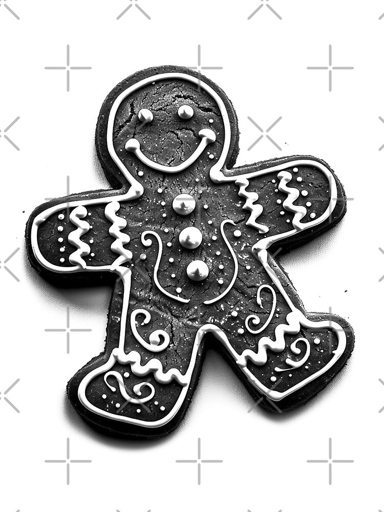 Gingerbread Man Cookie – Black and White Christmas Illustration by inkoutninja