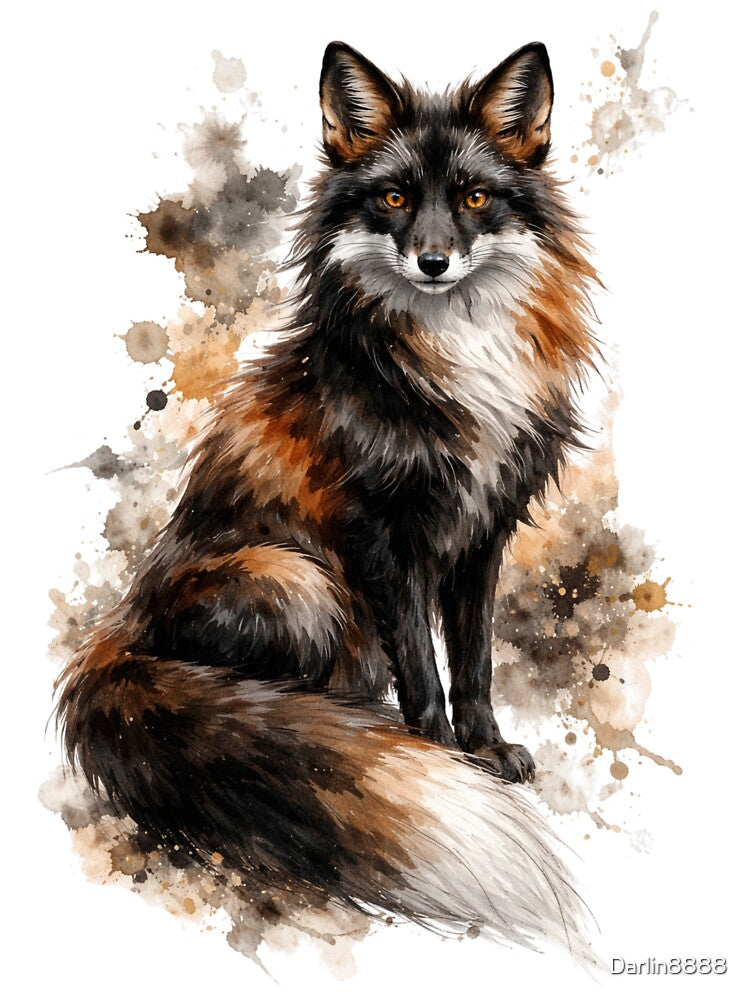 Watercolor Fox Illustration – Elegant Woodland Animal Art by Darlin8888
