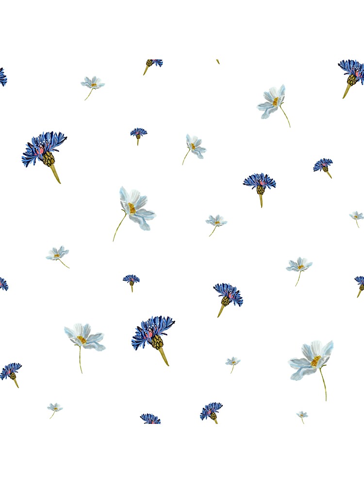 Flower blue daisy pattern seamless a watercolor by Yana Mustafina | Boho Soulful Designs