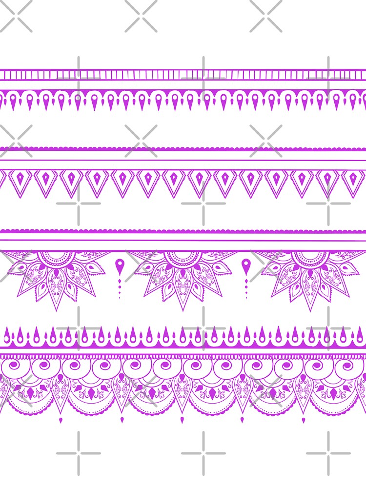 South asian patterns neon purple on black by Chaoticzarts