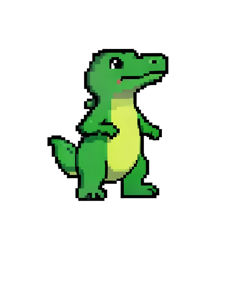 Retro Pixel Art Green Crocodile Standing by Bloomkept