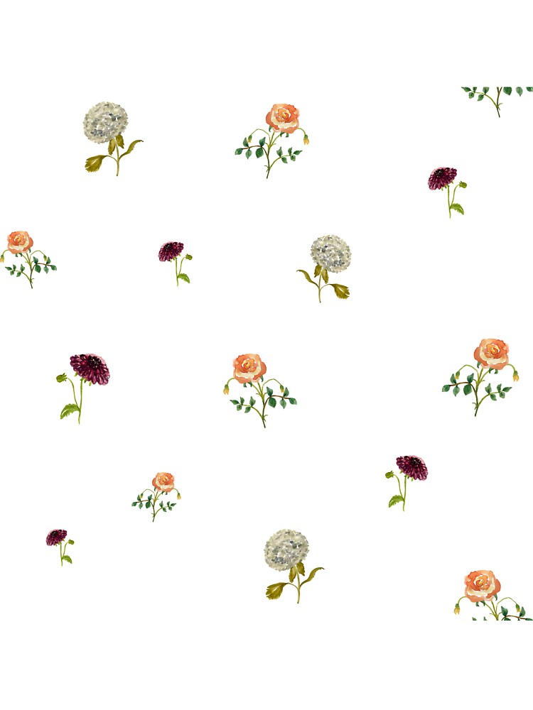 Dahlia hydrangea rose pattern cute a watercolor by Yana Mustafina | Boho Soulful Designs