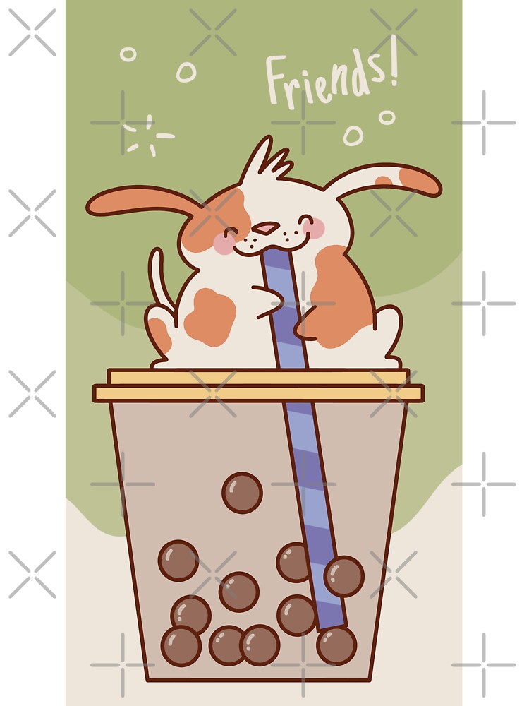 Kawaii rabbit and Bobba tea Phone cover and stickers by GulQari