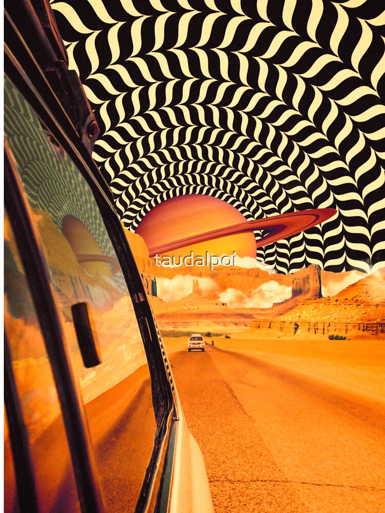 Illusionary Road Trip 2 - OpArt Space Adventure Sci-fi Collage Art by Taudalpoi