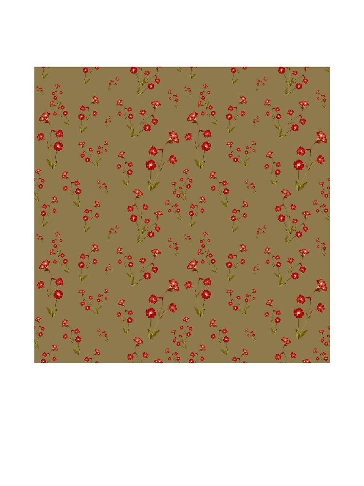 Flower red pattern a cute watercolor illustration khaki by Yana Mustafina | Boho Soulful Designs
