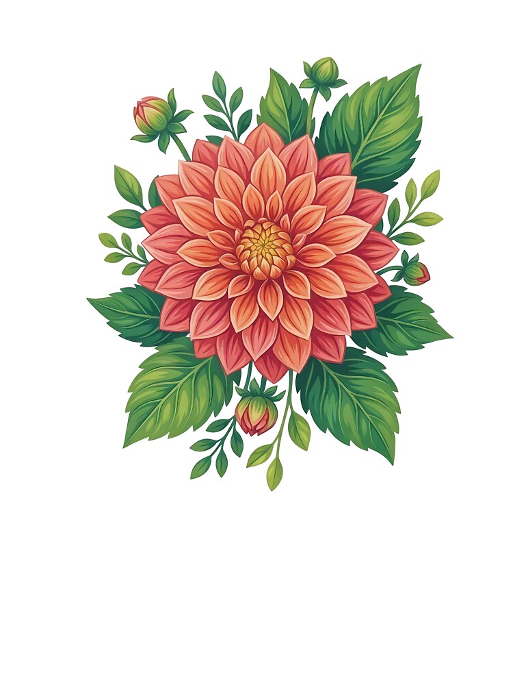 Vibrant Dahlia Flower Sticker – Botanical Floral Illustration by Infinite Art Lab