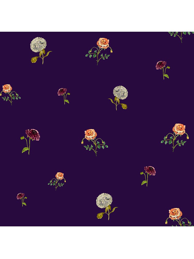 Dahlia hydrangea rose pattern cute a watercolor violet by Yana Mustafina | Boho Soulful Designs
