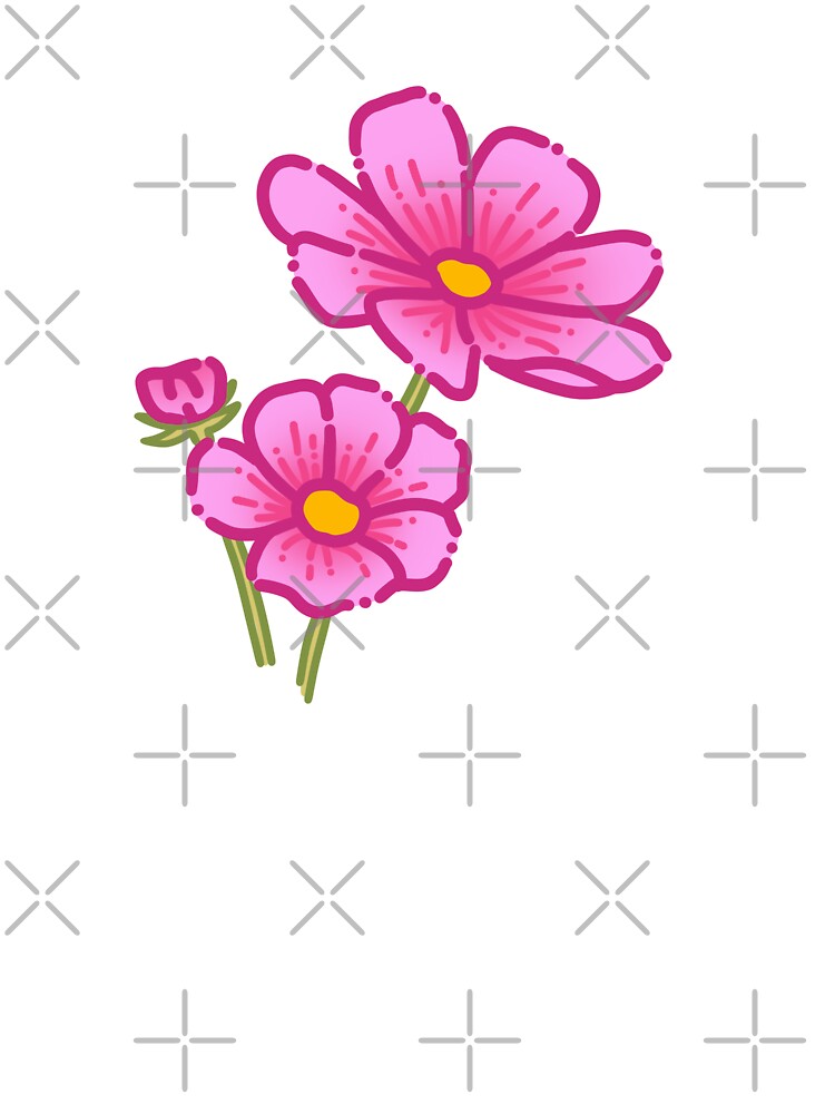 Pink Flowers Simple Drawing by AveryZi