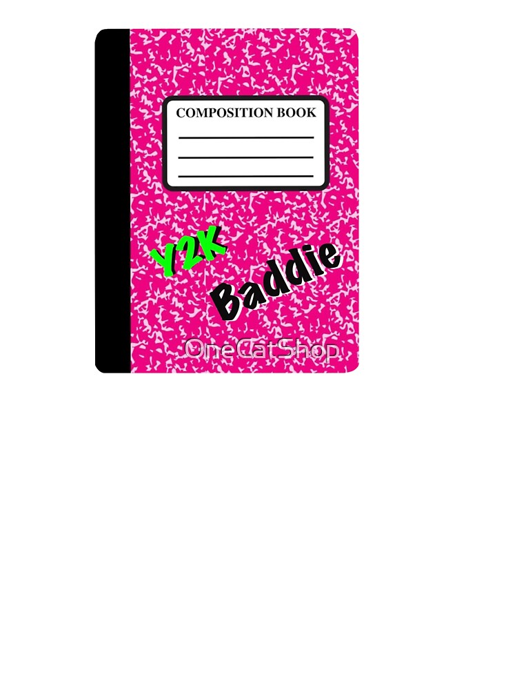 Y2K Baddie Green and Pink Composition Book Sticker Year 2000 Baddie Sticker by OneCatShop