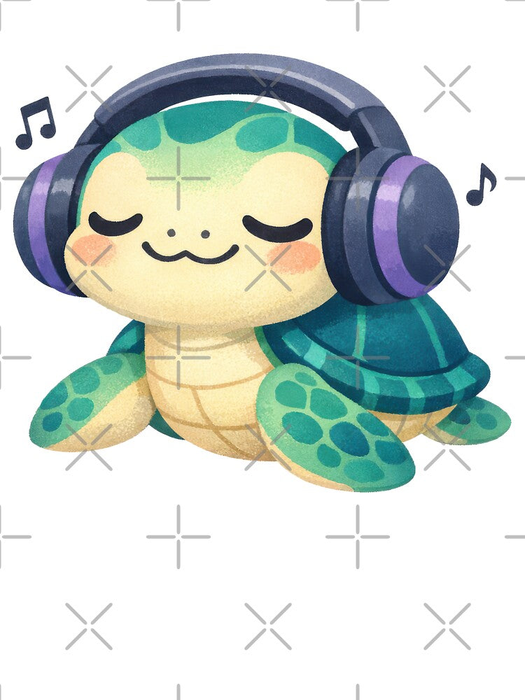 Music Lover Sea Turtle Wearing Oversized Headphones by zoughlal