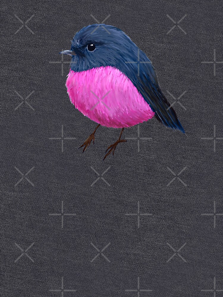 Dark blue Australian pink robin pattern by mia-miranda