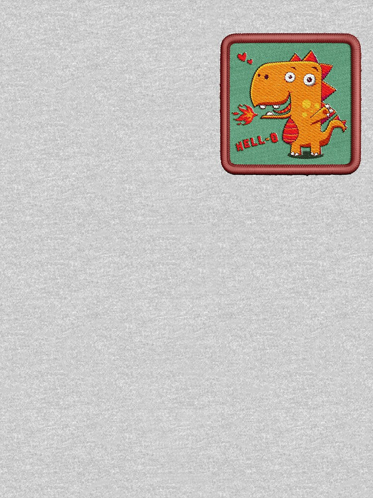 cute cartoon dragon (funny dinosaur) - embroidery patch by hayrpictures
