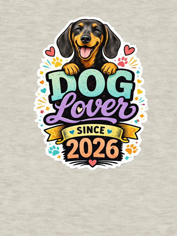 Dog Lover Since 2026 Cute Dachshund Sticker Gift by InjeyArt
