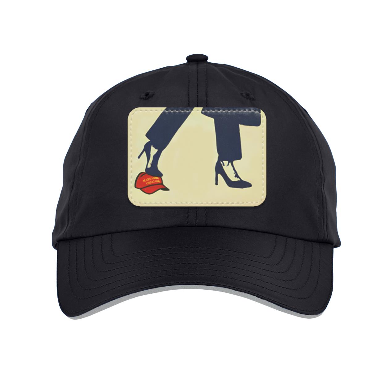 Kamala Harris Heels Stepping On Red Hat Pitch Cap