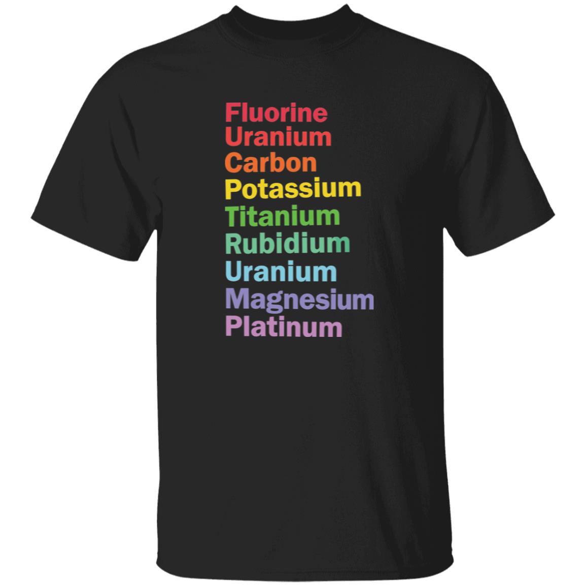 Fluorine Uranium Carbon Potassium Titanium Rubidium Uranium Magnesium Platinum Shirt