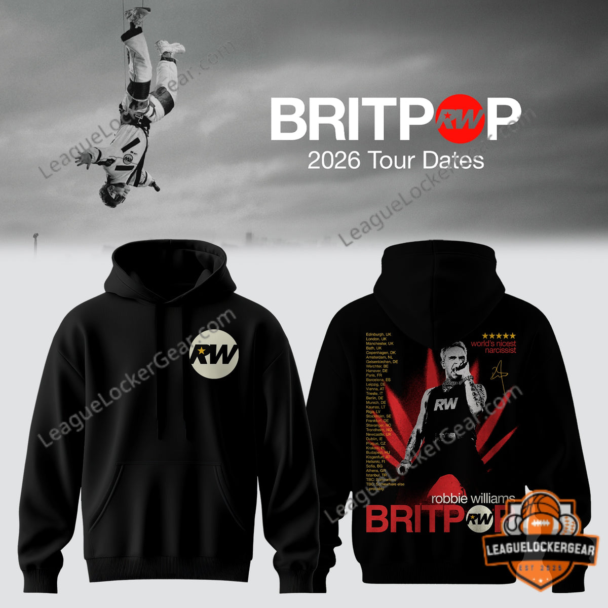 Robbie Williams BRITPOP 2026 Tour Dates Hoodie
