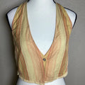 Zara Women's Striped Halter Vest Top Yellow Orange Boho Frayed Hem Medium NEW