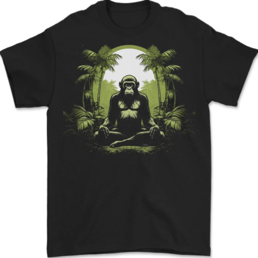 Meditating Monkey Spiritual Yoga Mens T-Shirt 100% Cotton