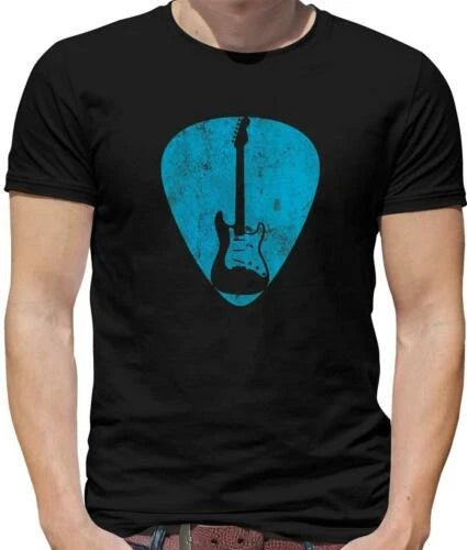 Guitar Pick Full Silhouette Mens T-Shirt - Guitarist - Bass - Music - Acoustic