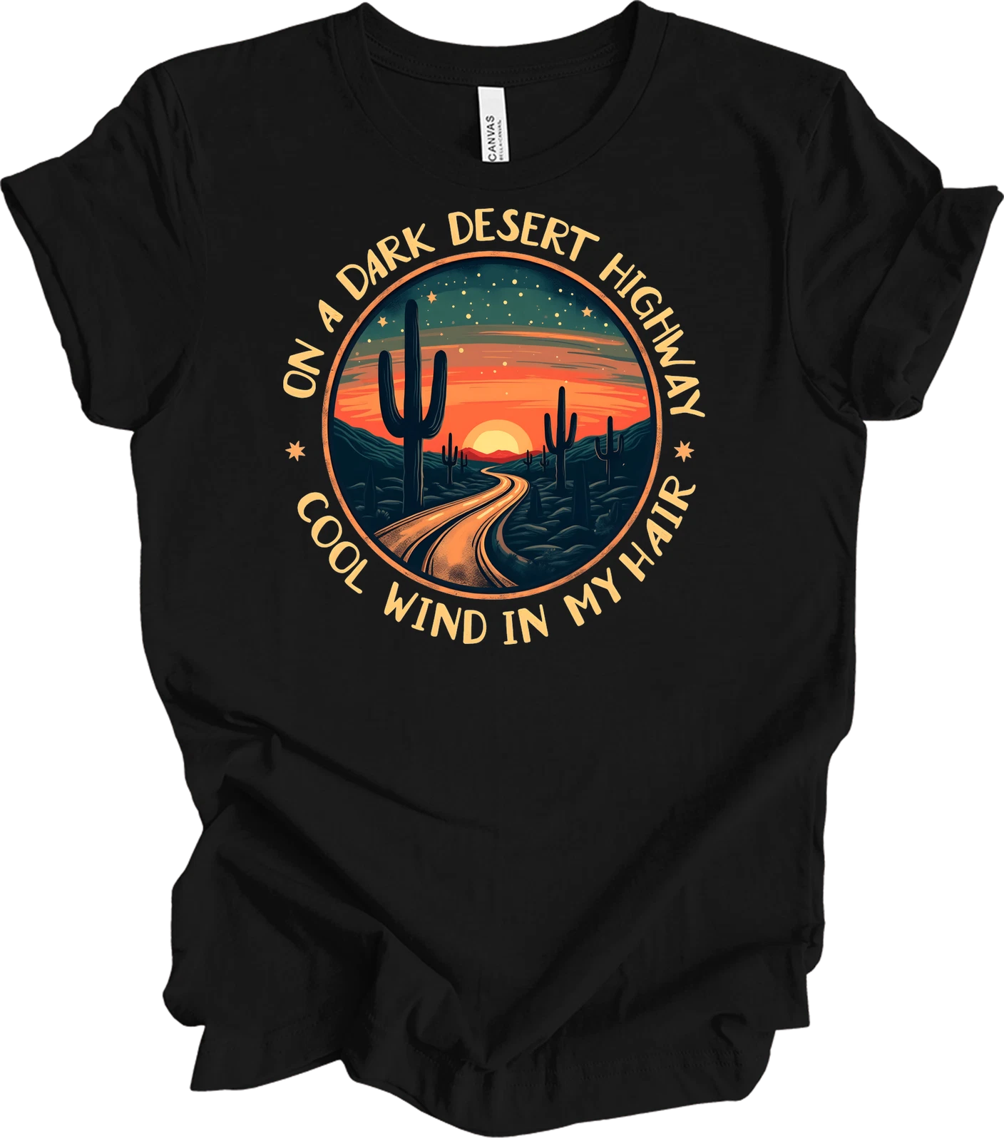 On a Dark Desert Highway T-Shirt Vintage Women Desert Vibes Classic Rock Tee
