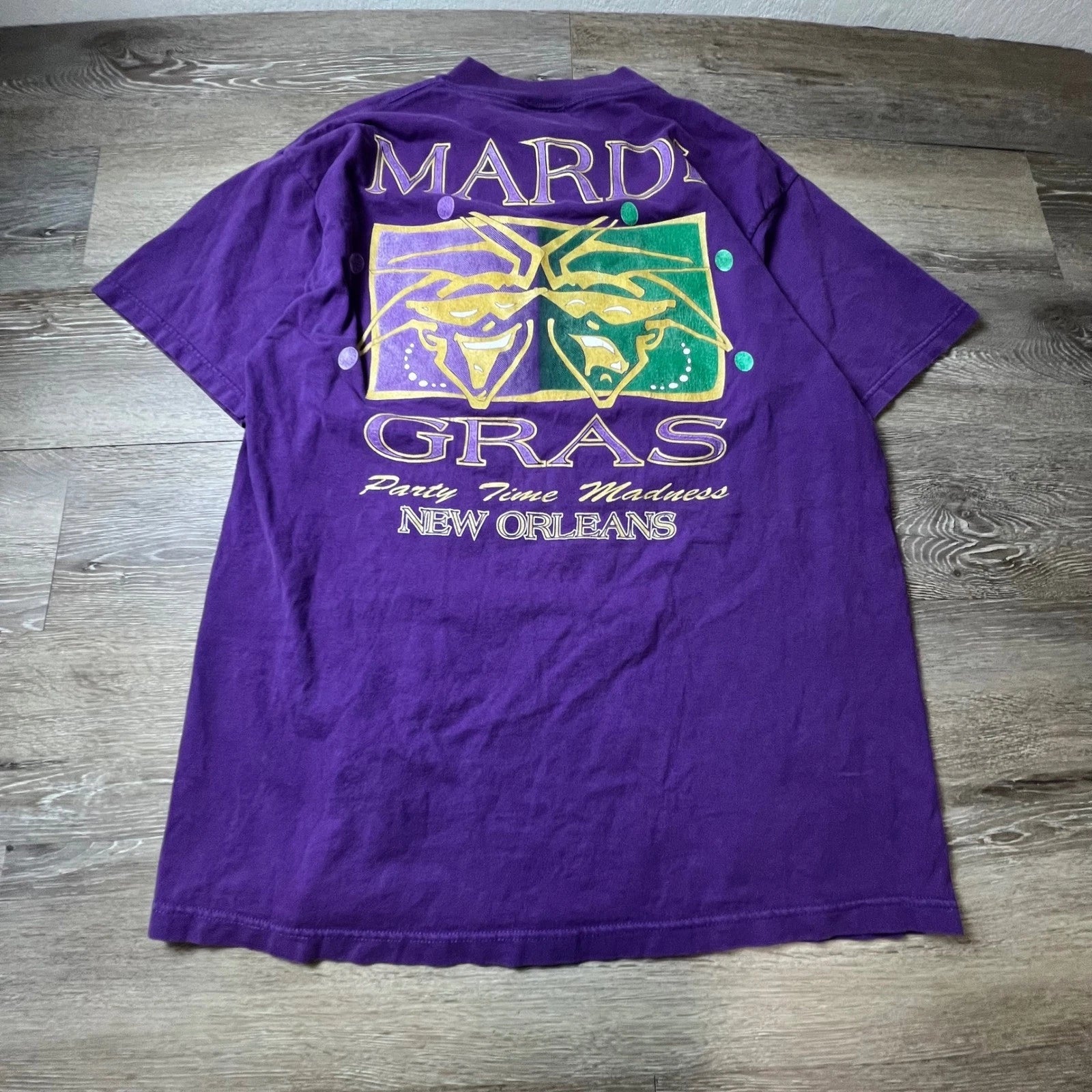 Vintage 1990s Mardi Gras Shirt Mens XL Purple New Orleans Jester Graphic tultex