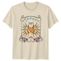 Celestial Sun Moon Faces Phases Butterflies Graphic T-Shirt