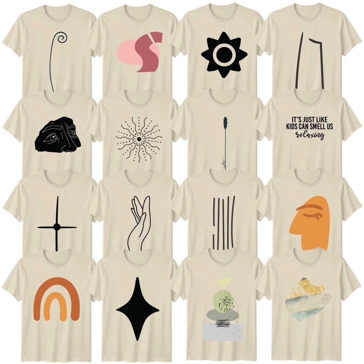 Modern Minimalist Adult T-Shirt Organic Shapes Art Lover Gift