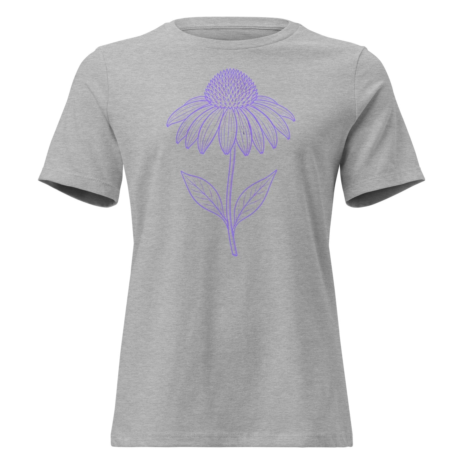 Echinacea Shirt Minimalist Purple Floral Line Art Botanical Garden Tee for Women