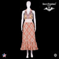 women clothing summer dress haute couture fashion tartan fabric pink lace gipsy