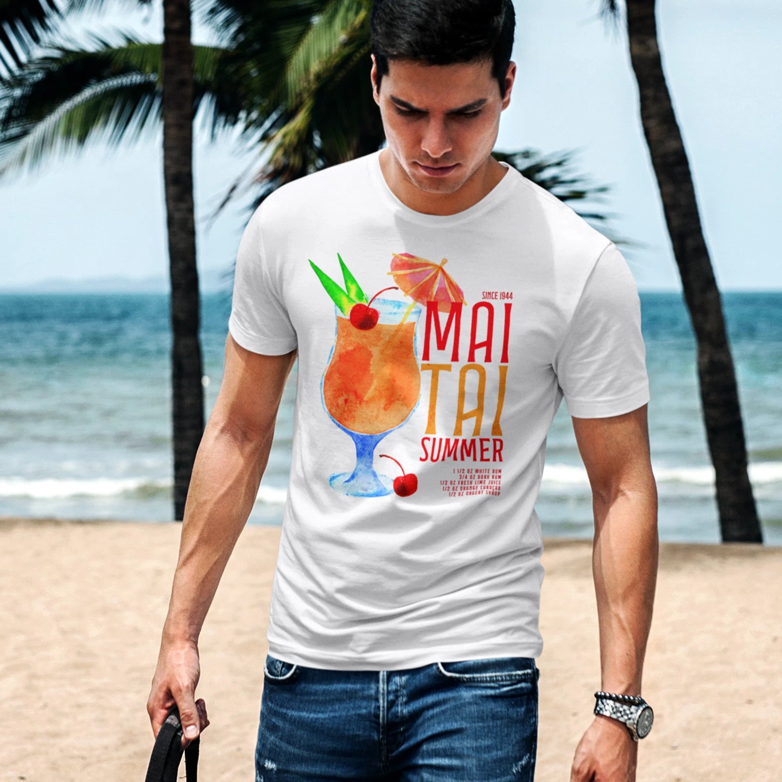 Mai Tai Summer T-Shirt, Summer Cocktail T Shirt for Warm Days & Beach Vibes