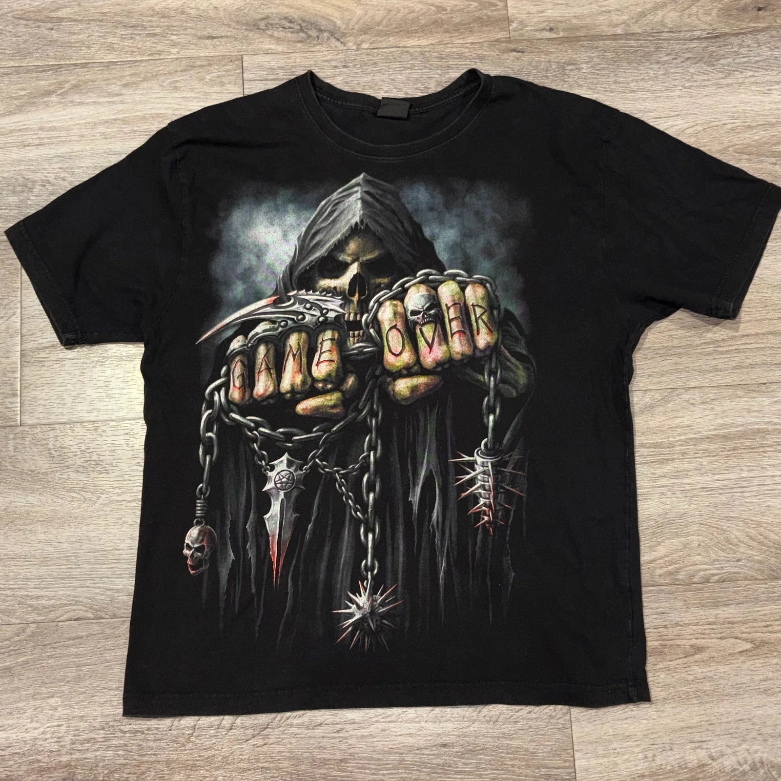 Spiral Game Over You Lose T-Shirt Black T-Shirt Double Side Print Cotton Sz XXL