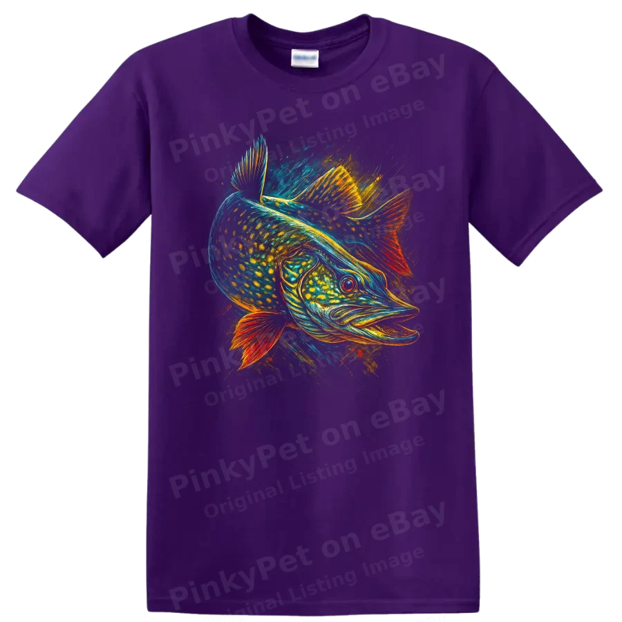 Fish Graphic Art T Shirt Fishing Style Design Colorful Tee Fishing Lover