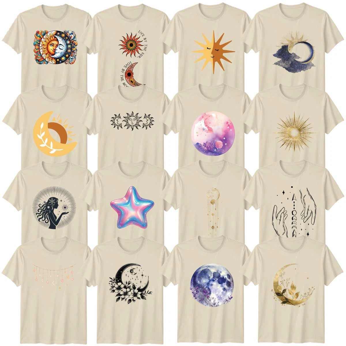 Boho Celestial Adult T-Shirt Sun Moon Cosmic Celestial Gift