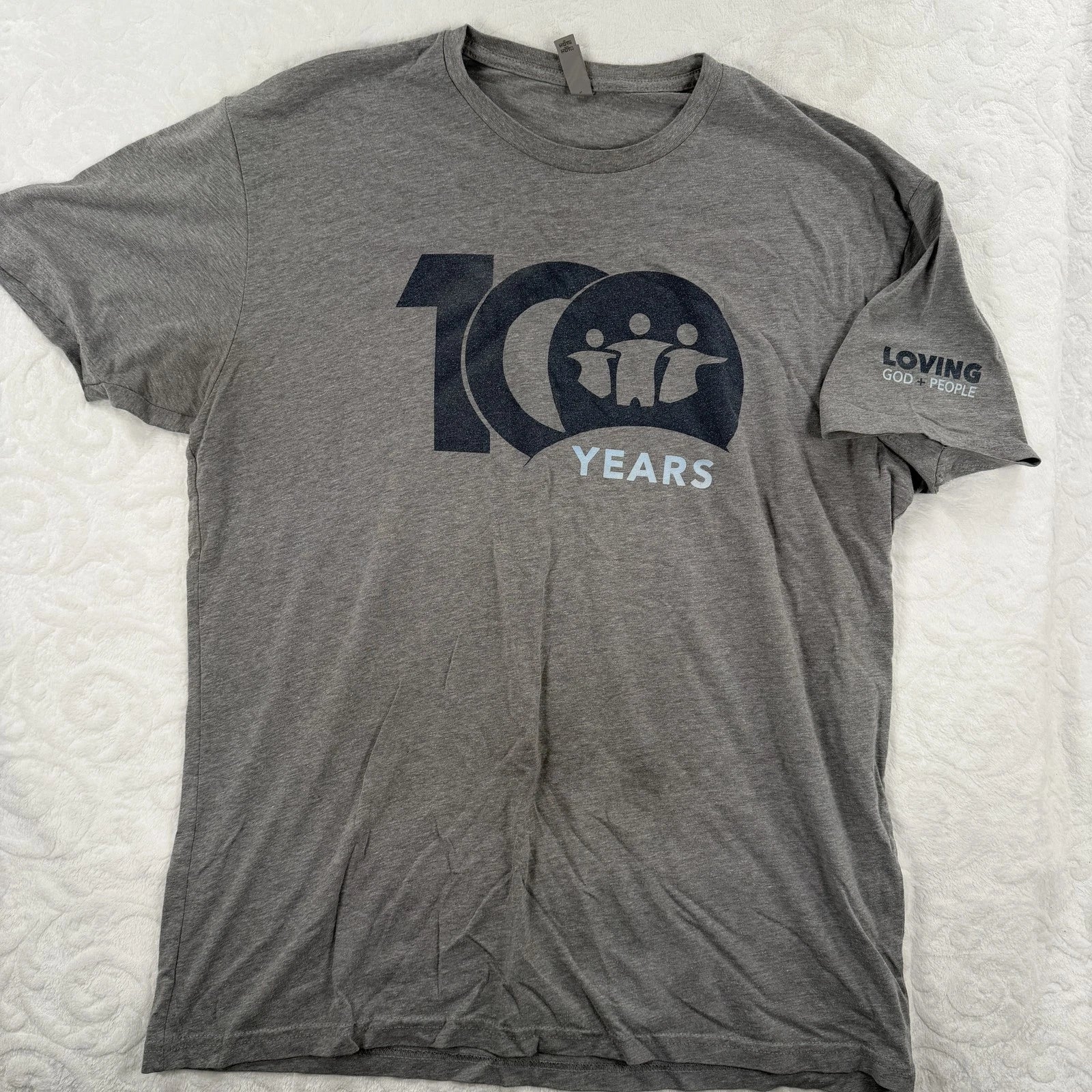 Next Level Apparel Men's XL Gray 10 Years Loving God + People Graphic T-Shirt