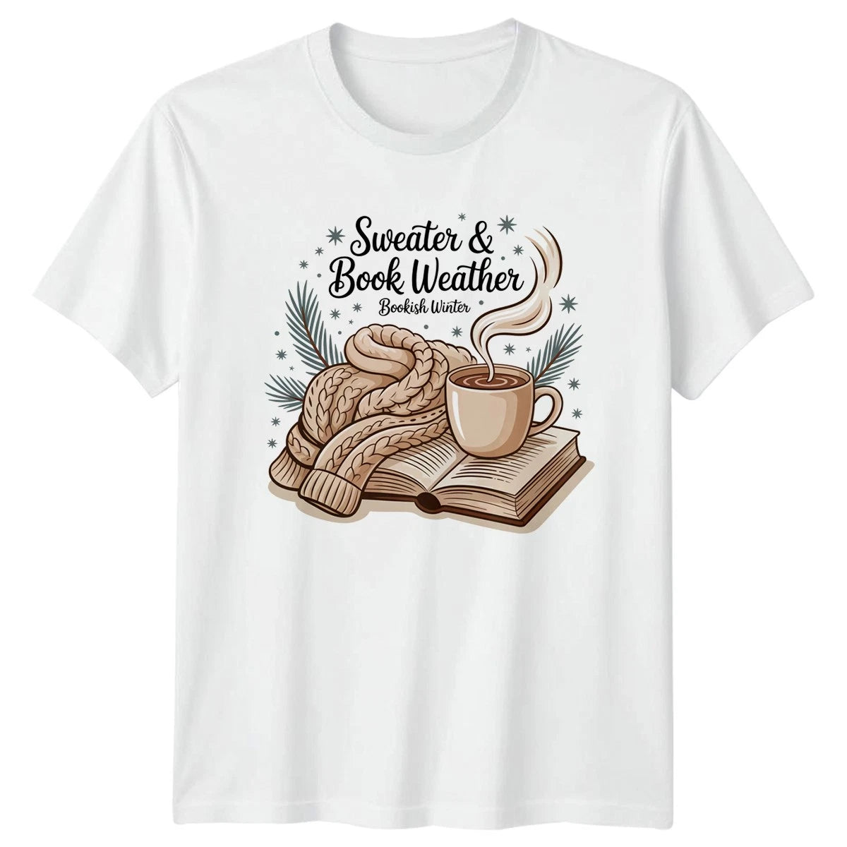 Sweater And Book Weather Bookish T-Shirt Cozy Winter Book Lover Reading