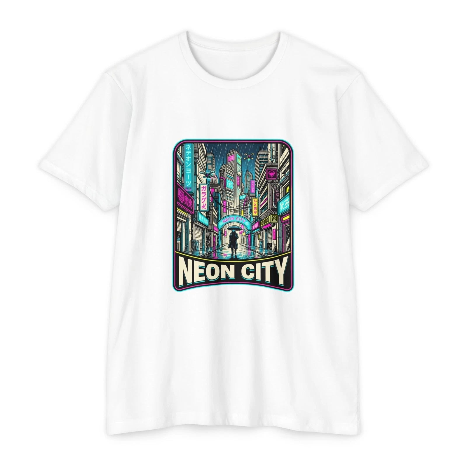 Neon City Streets T-shirt | Cyberpunk Nightscape