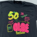 Vintage Over the Hill 50th Bday T-Shirt Medium/Large Black Neon Old Joke 90s