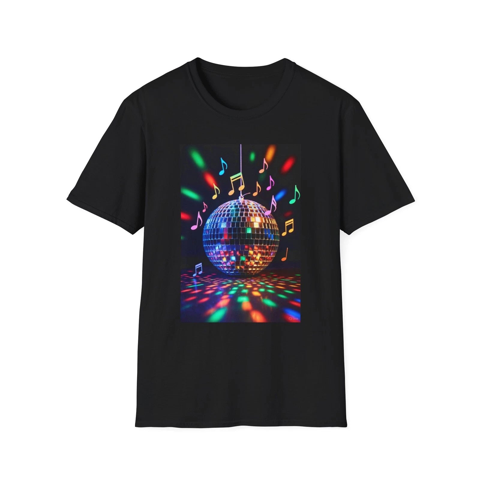 Disco Mirror Ball Music Notes T-Shirt | Retro Dance Party