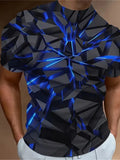 Novelty 3D Geometric Pattern Print Men's Crew Neck Short Sleeve T-shirt, Cas XL