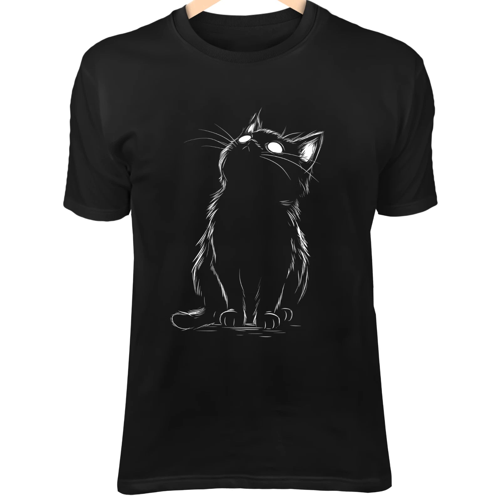 American Shorthair Cat Line Art - Cute Minimalist Cartoon with Curious Eyes