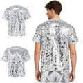 Men T-shirt Disco Dance Top Raves Tee Clubwear Glitter Vacations Allover Party