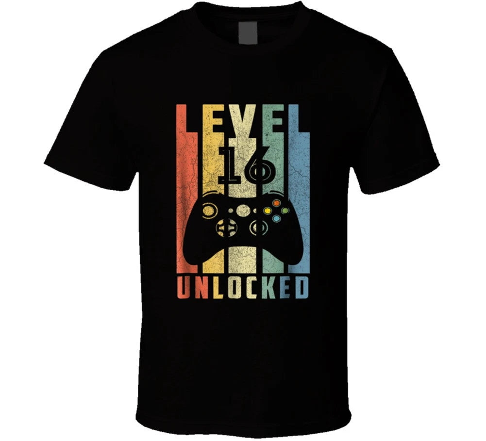 Level 16 Unlocked 16th Video Gamer Birthday Boy Gifts T Shirt