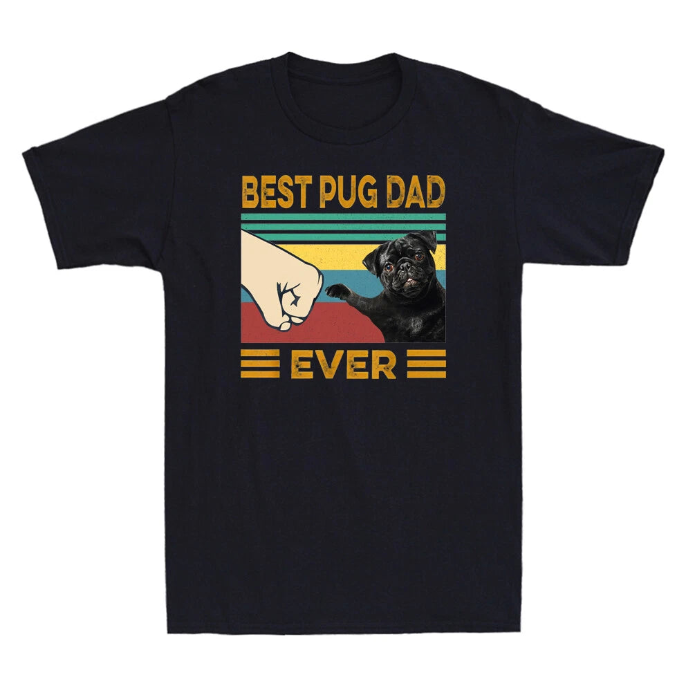 Best Pug Dad Ever Funny Black Pug Dog Lovers Bump Fit Vintage Men's T-Shirt