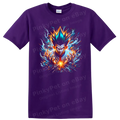 Anime Warrior T Shirt w/ Fiery Blue Energy Aura Fantasy Action Graphic Art Tee