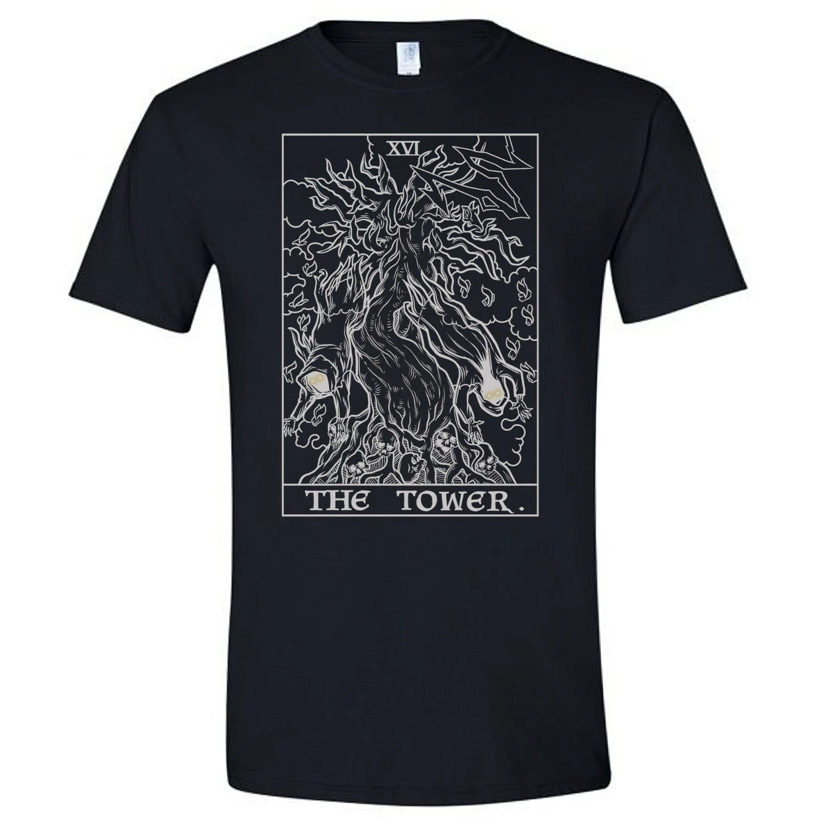 The Tower Tarot Card Shirt Skeleton Ghost Shirt Spooky Halloween Gothic Gifts