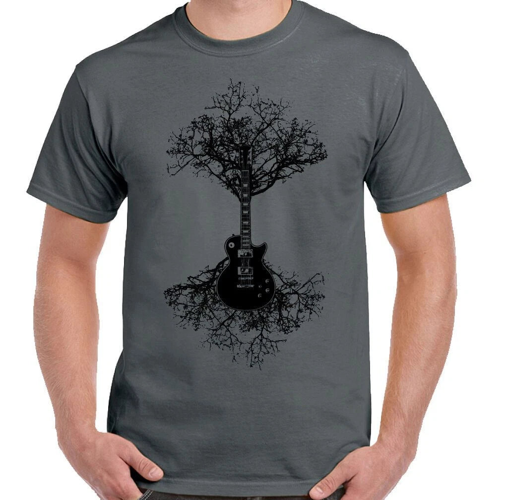 Electric Guitar T-Shirt Tree Mens Funny Acoustic Bass Rock Music Band Strings
