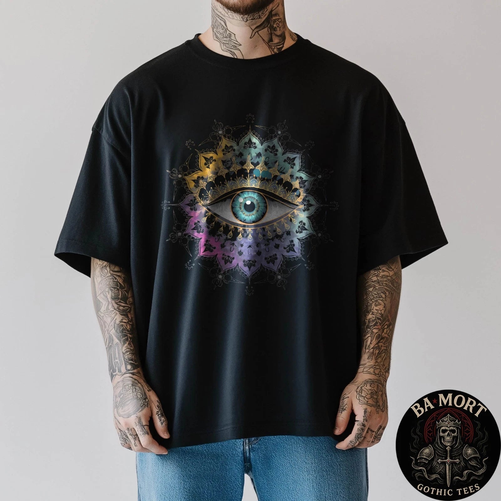 Evil Eye Yellow Indigo Teal Gothic T-Shirt
