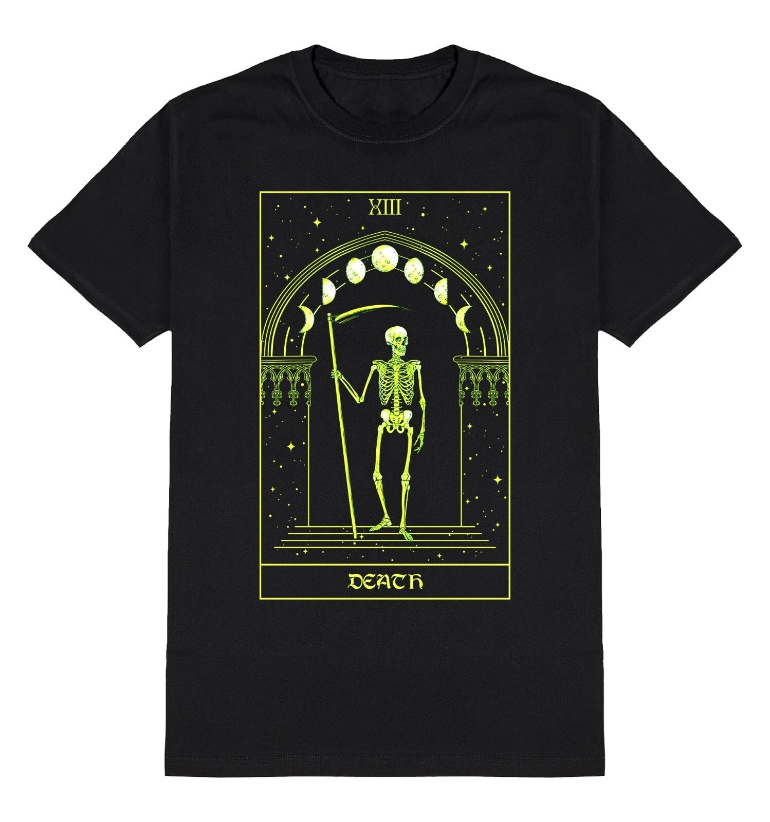 Death Tarot Card T-Shirt Mens Goth Grim Reaper Skeleton Gothic Horror Clothing
